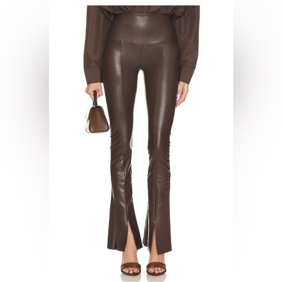 Norma Kamali Spat Faux Leather Legging in Chocolate - Picture 1 of 7